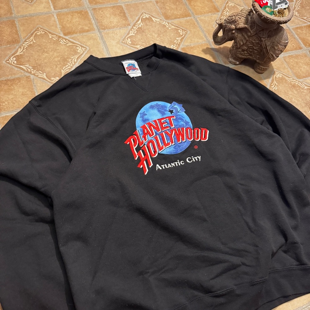 VINTAGE 90s Planet Hollywood Atlantic City Embroidered Sweatshirt - XL